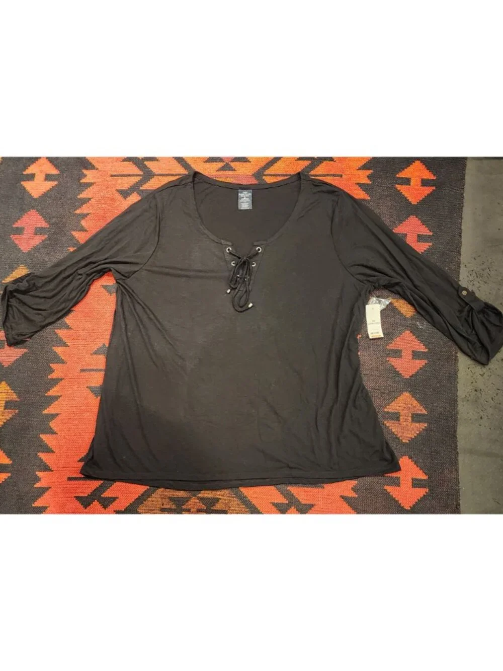 NEW Faded Glory Black Lace-Up Tunic Top and 2 Basic Black Super Soft TEES. 3X - Picture 2 of 16